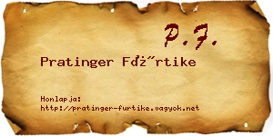 Pratinger Fürtike névjegykártya
